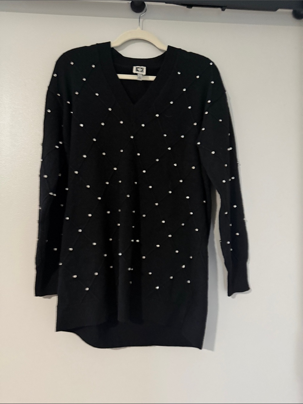 Anne Klein Black V-Neck Sweater Top